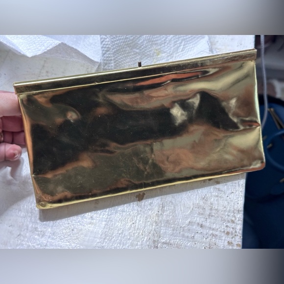 Malini Murjani Mirrored Gold “Samara” Specchio Leather Framed Clutch $625 - Picture 2 of 11